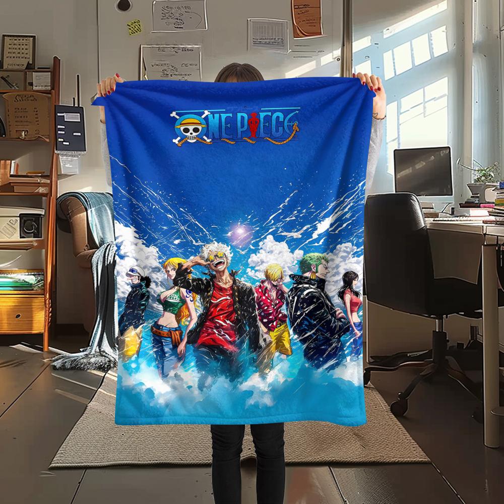 1Pc Luffy Print Flannel Blanket, High quality Comfortable for All Seasons, Home Decor, Warmth and Comfort, Perfect for Gifts