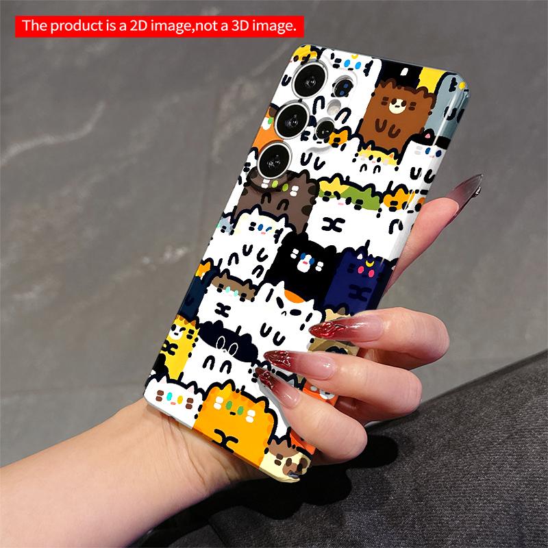 2DFlat Samsung phone case Cute Cartoon Cat Pattern Phone Case Applicable to Galaxy S23 S24 S25ULTRA S26 A12 A14 A15 A16 A54 A55