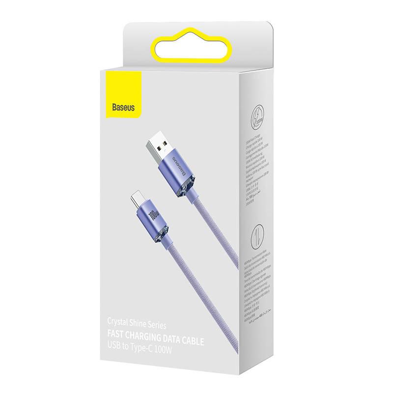 Cable Baseus  Baseus Crystal Shine Series Cable USB Cable for Fast Charging and Data Transfer USB Type A - USB Type C 100W 2m Purple (CAJY000505)
