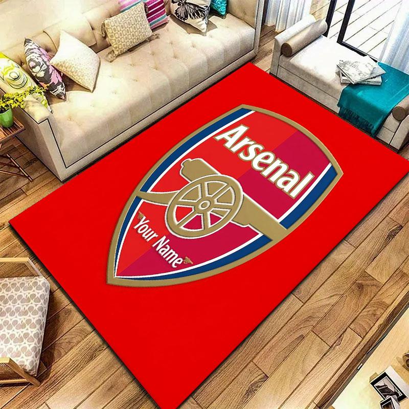 Tapis Arsenal F Nom Personnalisé pour Salon Chambre Maison Décoration Canapé, Tapis de Sol Antidérapant pour Jouer aux Enfants