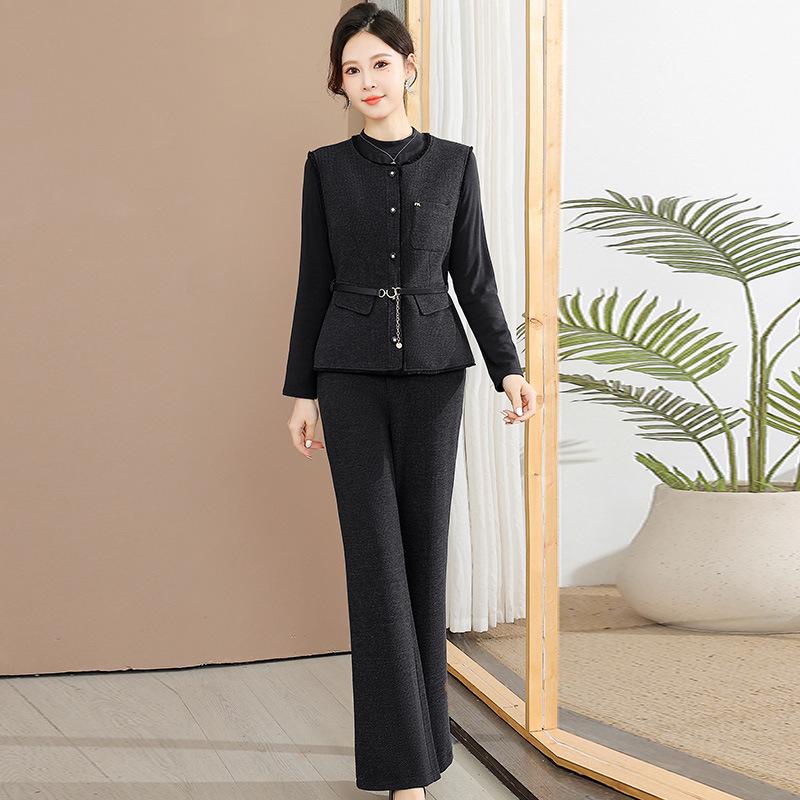 Elegant Korean Style Slimming Three-Piece Spring Set for Stylish Moms (2026 Collection) L чёрный