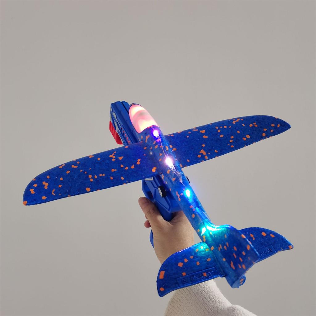 LED Airplane Toys, 13.8 IN Large Foam Glider Catapult Plane Outdoor Sport Flying Toy For Kids