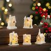 Miniature Resin Houses Chritmas  Light  Up  Building Figurine For Kids Holiday Gift  Seasonal Party Decoration