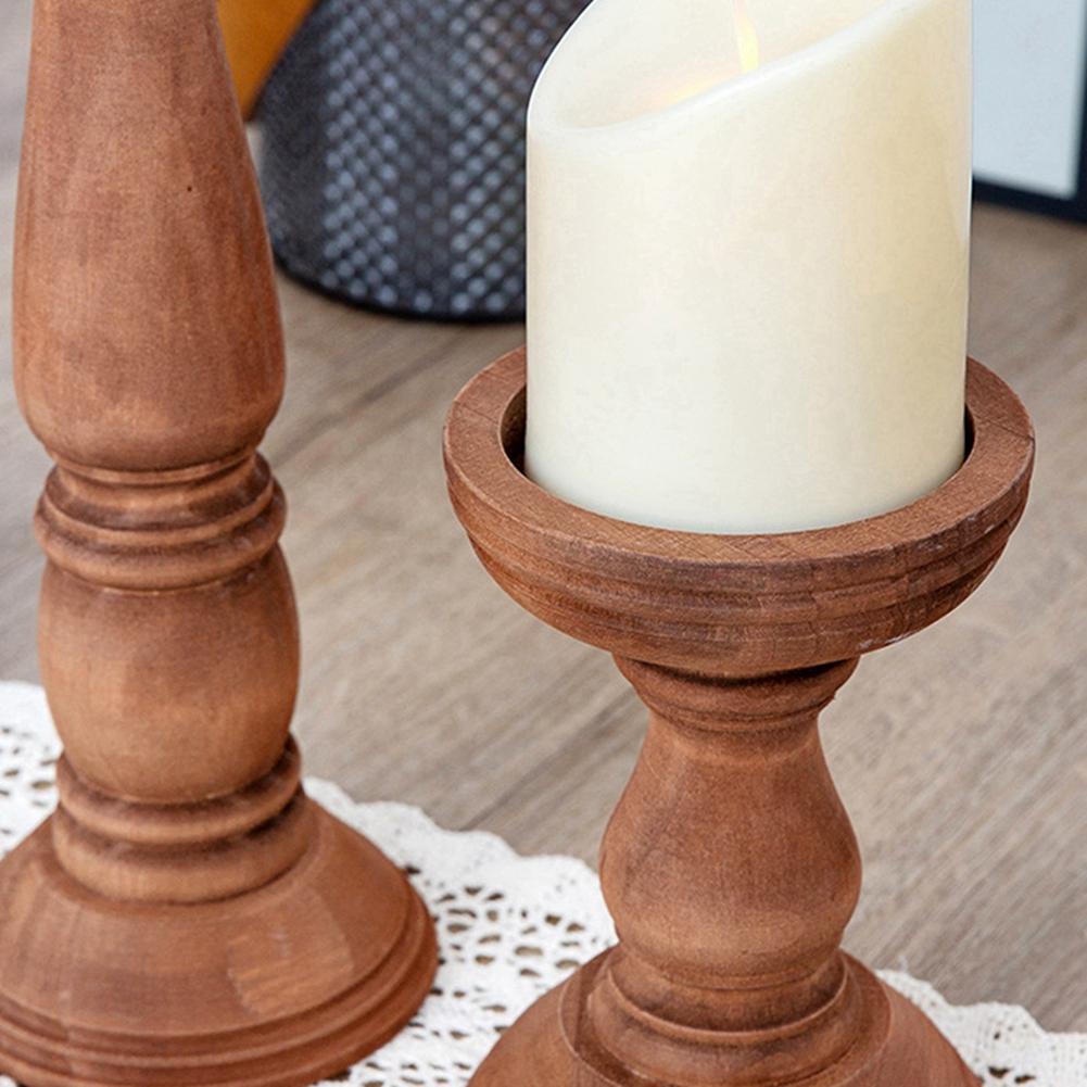 3pcs Wooden Candle Holder Wedding Banquet Columnar Candlestick