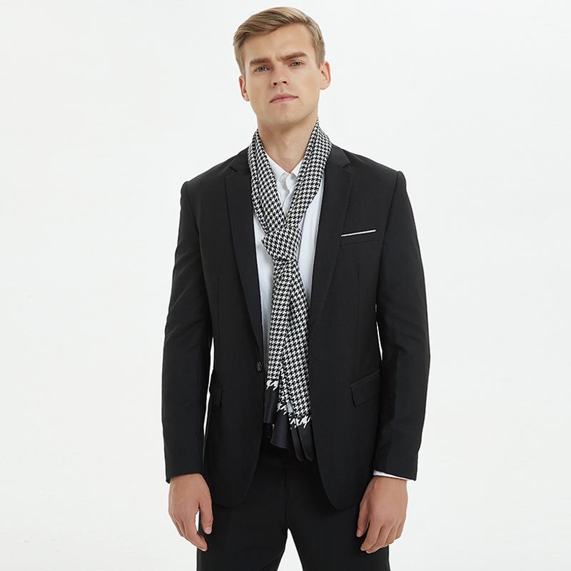 Business Men's Silk Scarf Suit with Silk Double-sided Scarf Winter New Long Scarf Gift Box