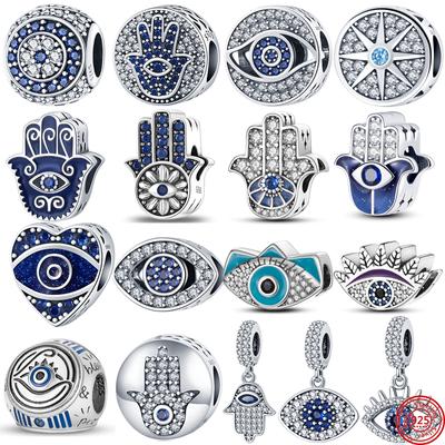100% argento sterling 925 design originale amuleto serie occhio del diavolo perline charms adatti bracciale gioielli da donna