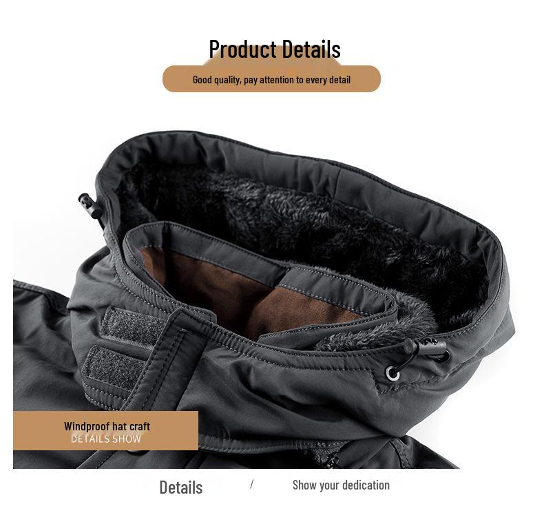 Men's Plus Size Winter Thick Velvet Cotton Jacket - Warm Anti-Cold Outerwear