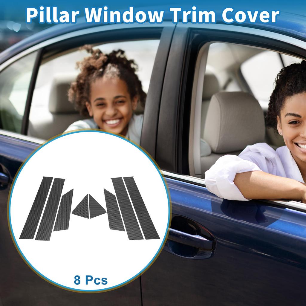 ABSOPRO Door Pillar Window Trim Stickers for Pillar Door Outer Exterior Carbon Fiber Pattern Black for Ford EcoSport Anti-Scratch Posts, Covers,