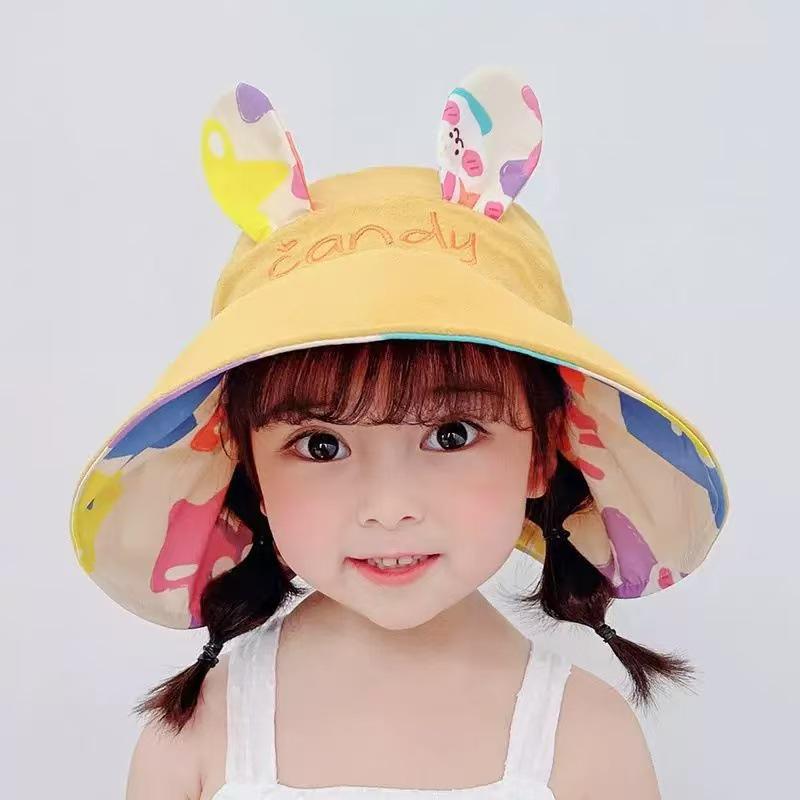 Girls' Double-Sided Wide-Brim UV Protection Summer Sun Hat