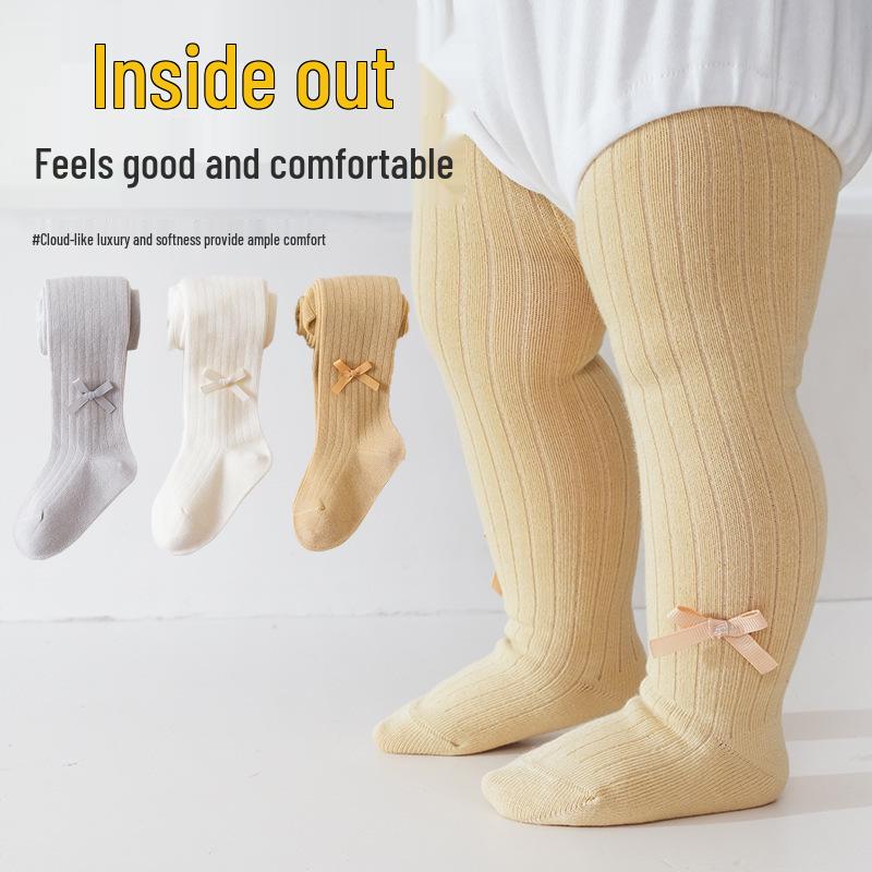 2025 A/W Baby Strampler mit Schleife aus gekämmter Baumwolle - Neugeborene Unifarbene PP-Hose für Frühling/Herbst