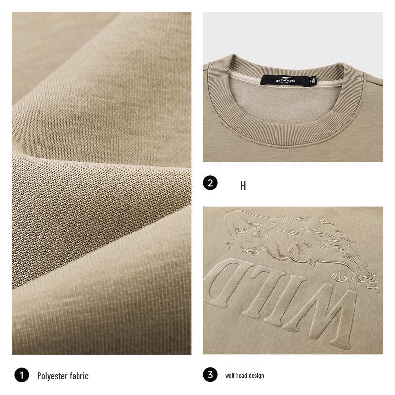 SEPTWOLVES Men's Embroidered Winter Thick Pullover Sweatshirt