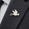 Broche Broche Branche d'Olivier, Design Pigeon Badge Métal Oiseau pour Revers Sac à Dos Vêtements Accessoires Scolaires