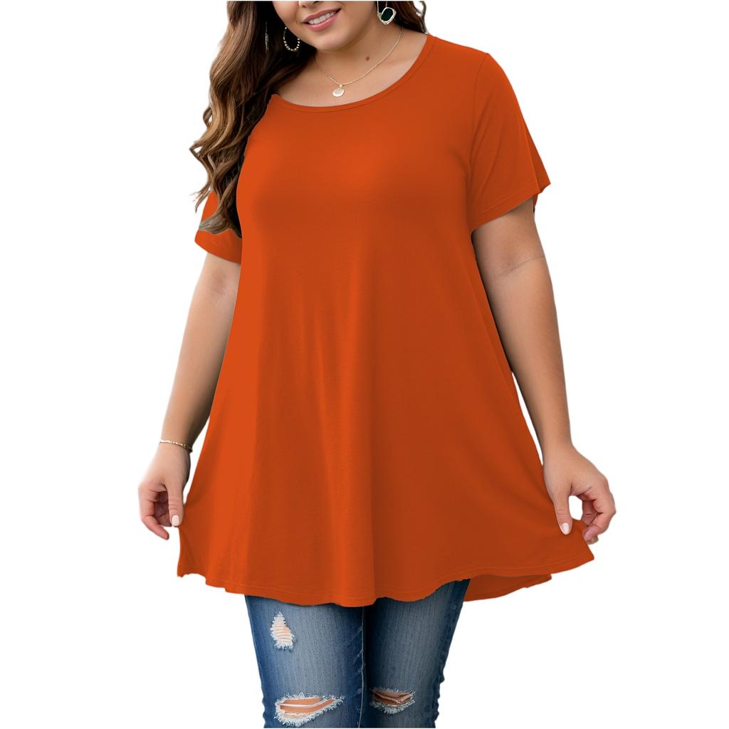Women's Plus-Size Fashionable Casual Loose-Fit Short-Sleeve Top