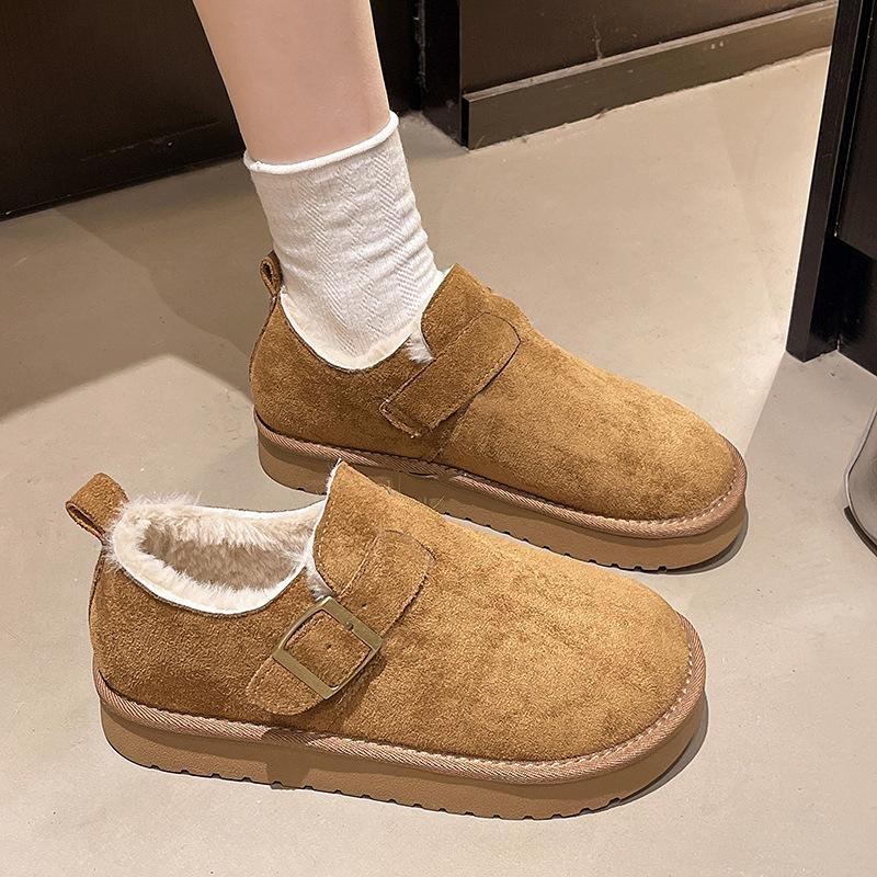 Women's Large Size Mid-calf Soft Sole Heightening Winter Warm Fur One Anti-slip Snow Boots Plush Lined Ankle Boots Outdoor Sports Cotton Boots