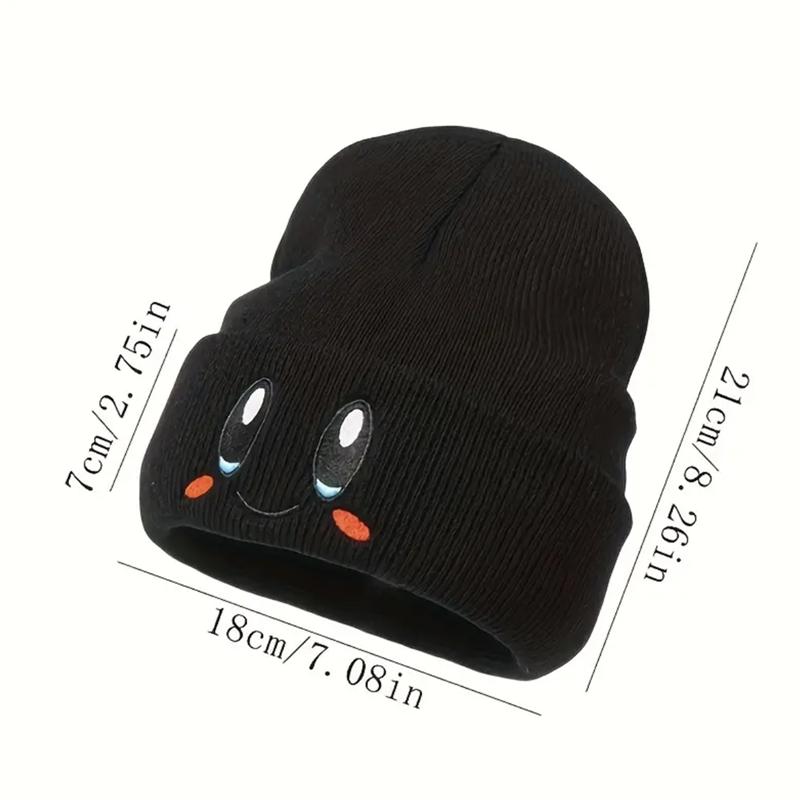 Cute Eye Embroidery Beanie Trendy Candy Color Couple Beanies Casual Coldproof Knit Hats For Women & Men
