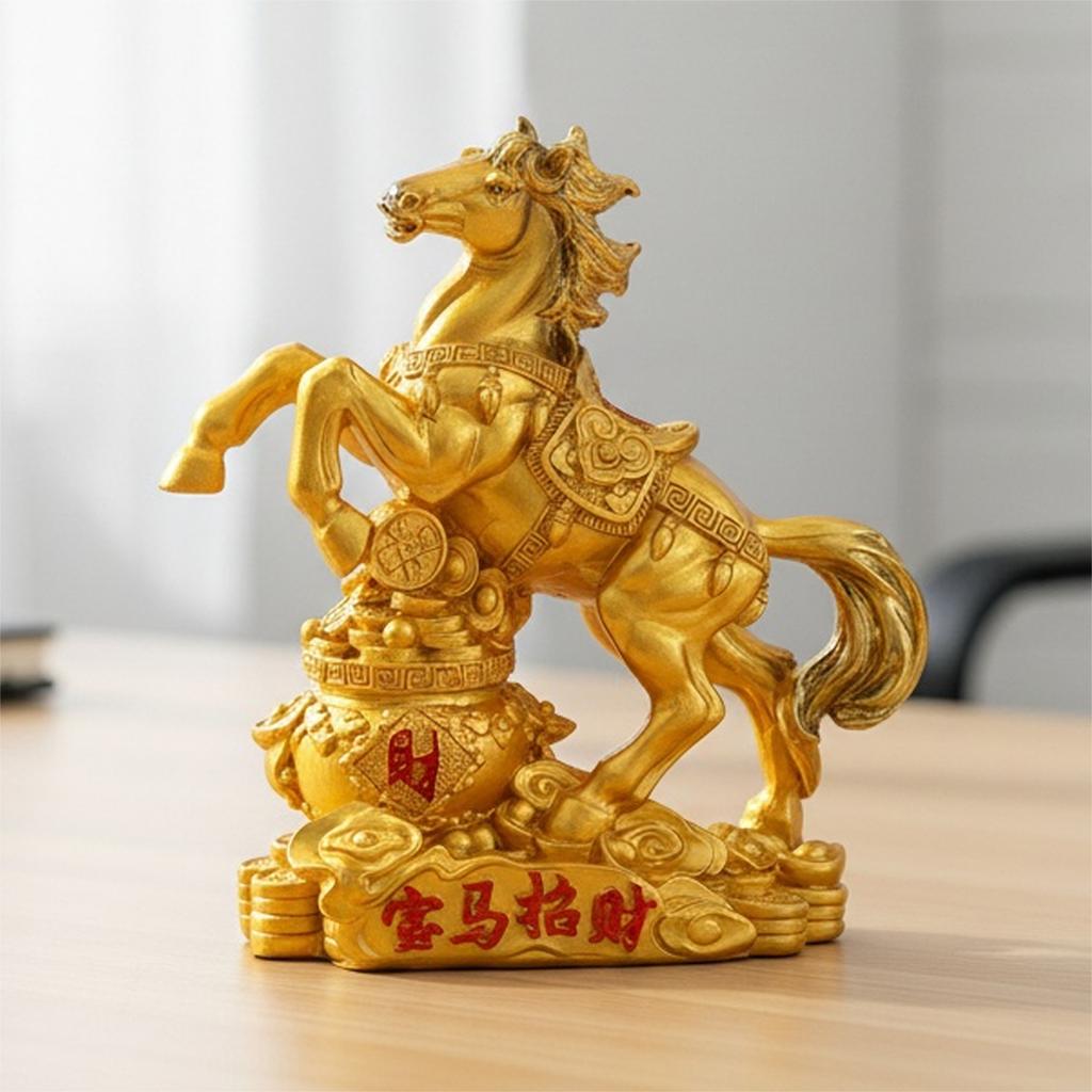 Resin Chinese 2026 Year of Horse Ornament Zodiac Blessing Souvenir Horse Figurine for Home Office Tabletop Decorations