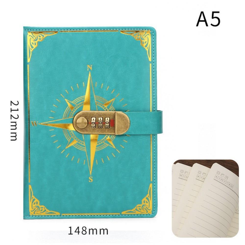 New A5 Retro Password Notebook With Lock Diary Book Student Notebook Vintage Notebook Sub-Password Lock Notebook Supplies