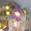 1pc 10/20 LED Blue Purple Butterfly Fairy Lights Indoor Hanging Decorative Lamp Battery Powered For Home Party Festival Decor