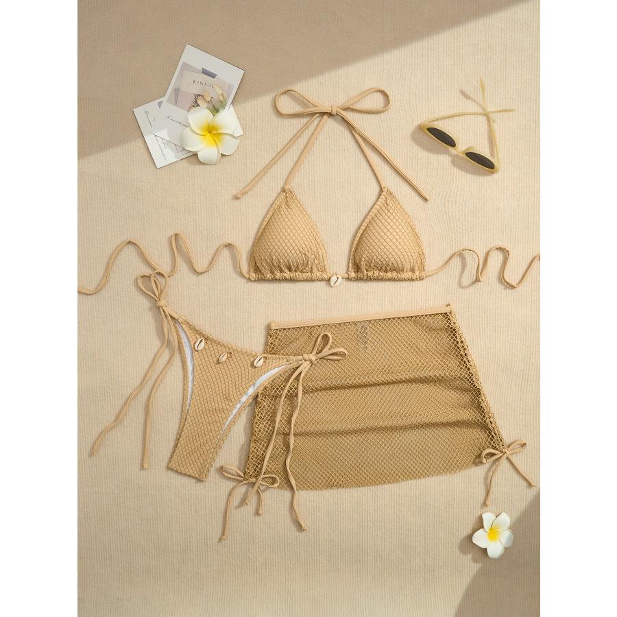 Women's Three Piece Split Bikini Swimsuit Set