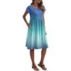 Damska Letnia Modna Codzienna Okrągły Dekolt Krótki Rękaw Sukienka z Gradientowym Wzorem