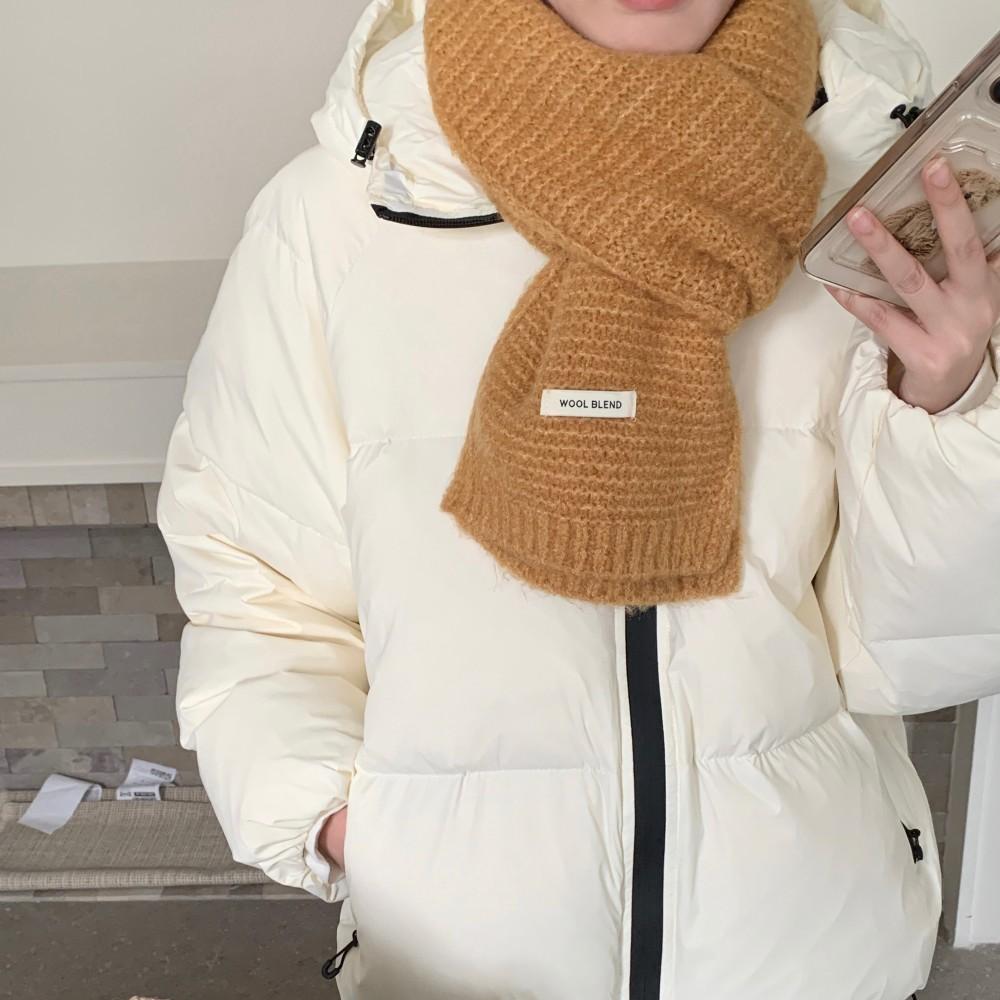 Korean atmosphere scarf autumn and winter women's winter blended scarf light luxury high-end solid color knitted scarf