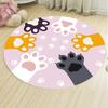 Black Cat and White Cat Couple Round Rug Cute Cartoon Kitten Circle Carpet Home Armchair Floor Mat Living Room Bedroom Decor Mat