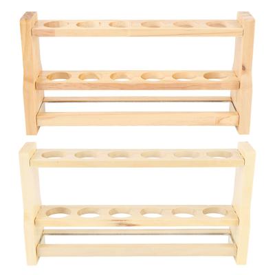 Support de Rangement en Bois pour Tubes à Essai 6 Trous Ronds Support Multifonctionnel pour Tubes à Essai pour Maison Laboratoire