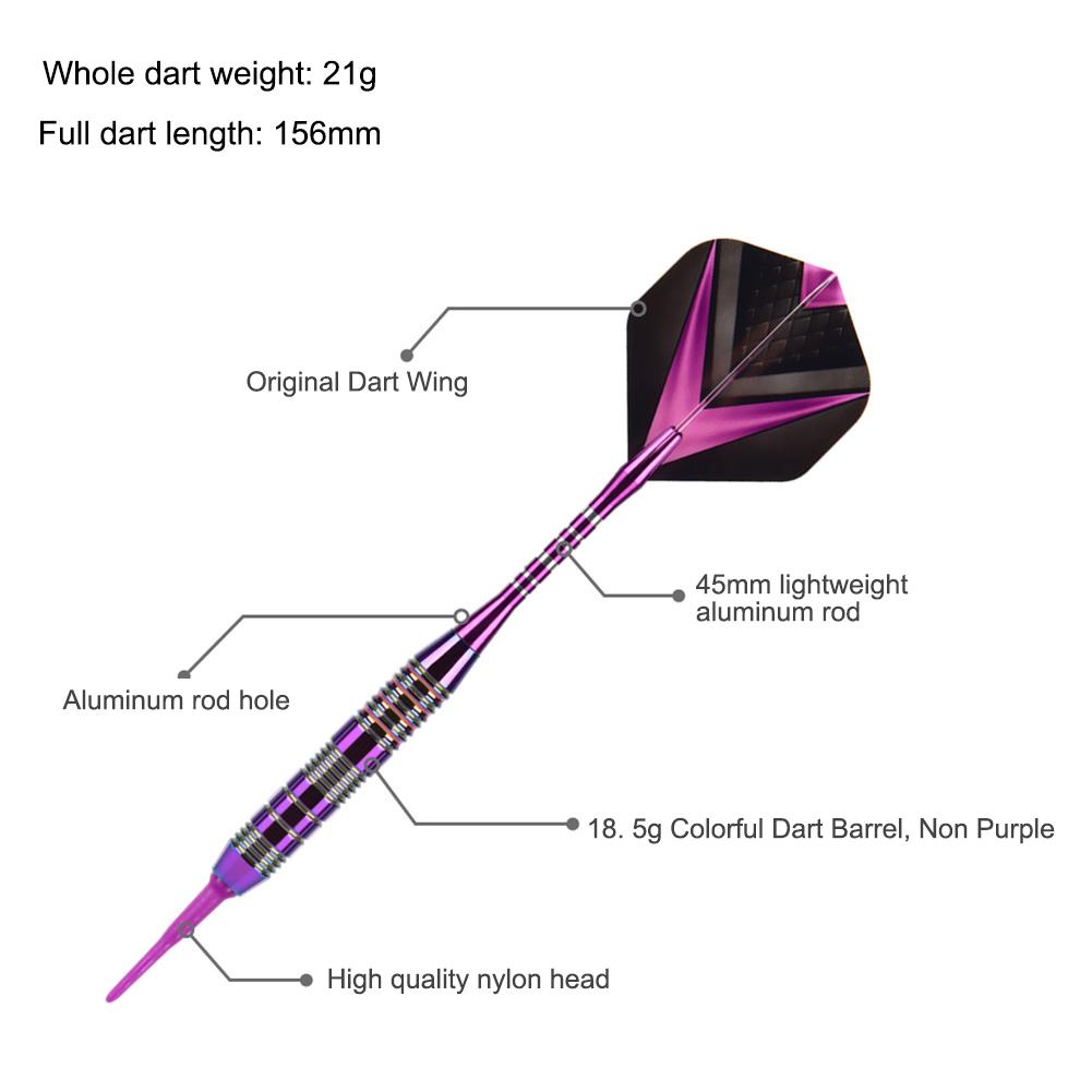 3Pcs Target Throwing Darts Set with Flight Protectors Soft Tip Darts Set Lightweight Darts Set for Dart Board