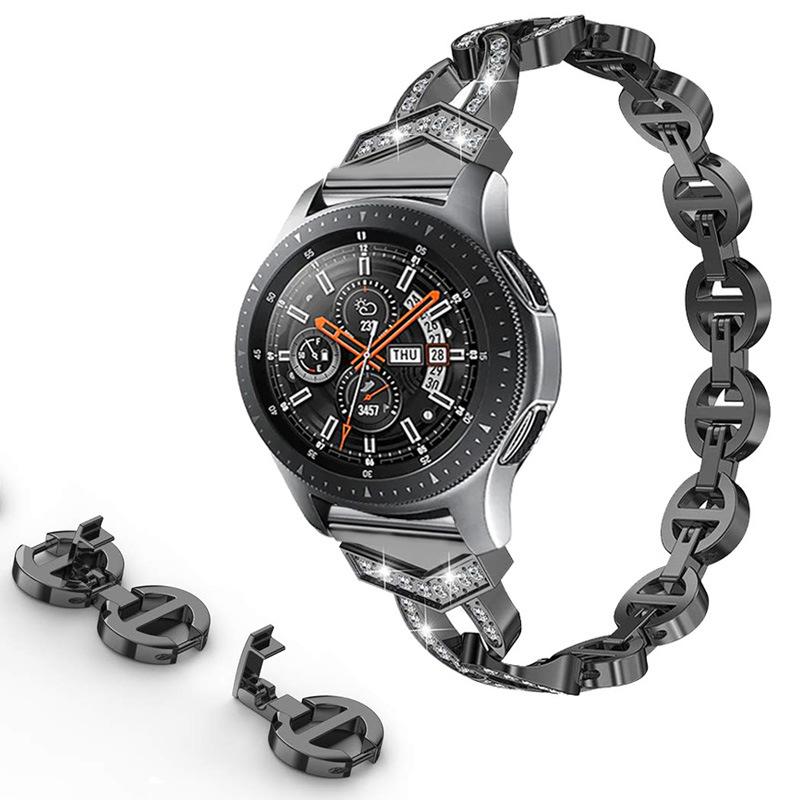 Pulsera de diamante para mujer para Samsung Galaxy Watch S3 42mm / 46mm /  Active 2 1 banda para reloj 3 41mm 45mm Correa de cinturón de metal de  acero inoxidable comprar