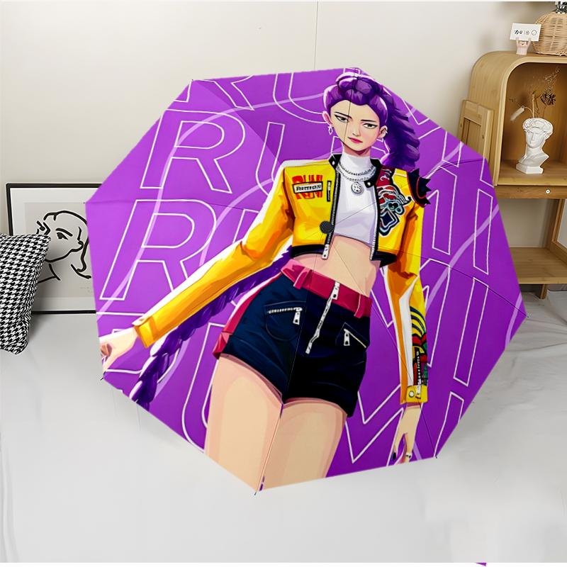 Ombrello Pieghevole KPOP Hunter alla Moda con Apertura/Chiusura Automatica. Portatile e Pieghevole, Ideale per Regalo, Viaggio e Uso Quotidiano.