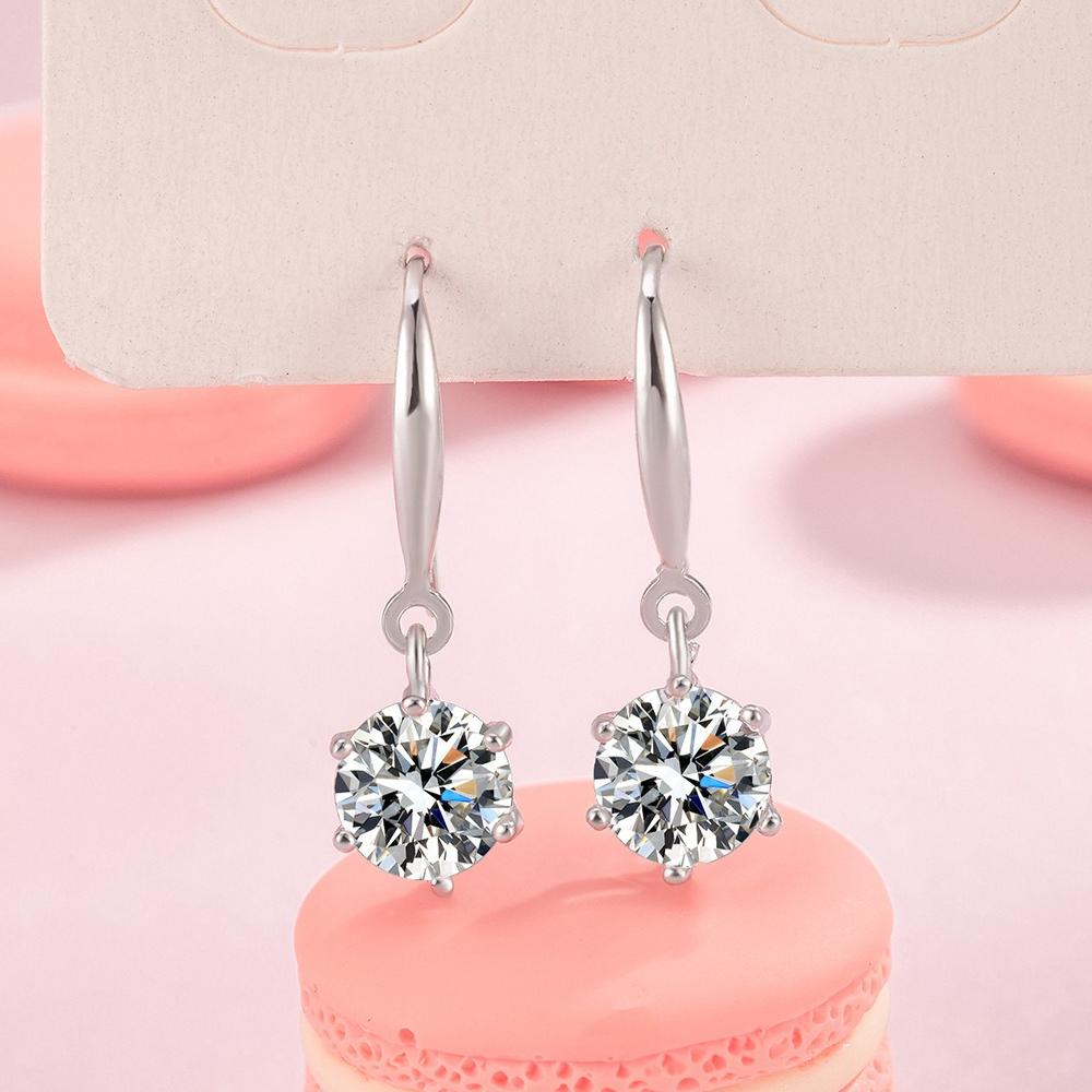 925 Sterling Silver Simple Temperament Versatile Six-claw Zircon Earrings Birthday Party Anniversary Gift Fashion Commuter