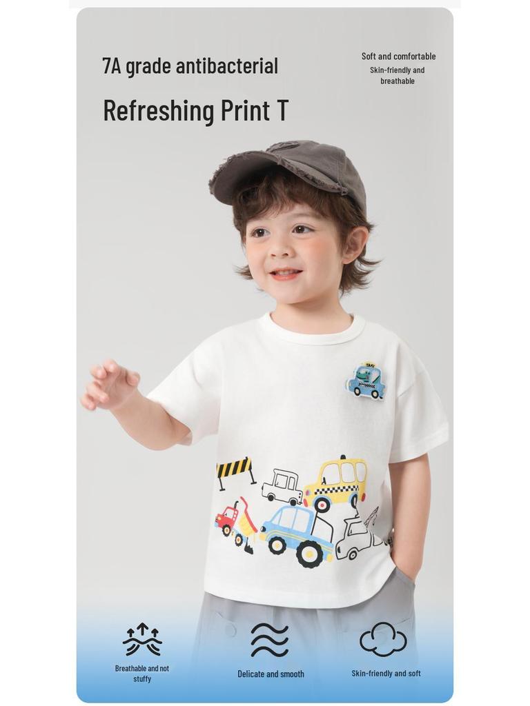 Rightou Summer 2025 Boys' Short-Sleeve T-Shirt - New Children's Toddler Top, Lightweight Half-Sleeve Style