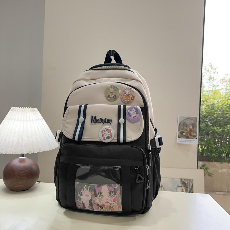 Large-capacity backpack, new high-value college style, fresh, sweet and cute, junior high school students