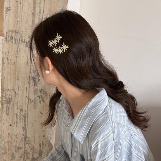 Decorative Hairpin, Rhinestones Eight-Pointed Star Design Hair Clip, No Damage Side Bang Hair Pin, Versatile Style Hair Accessory