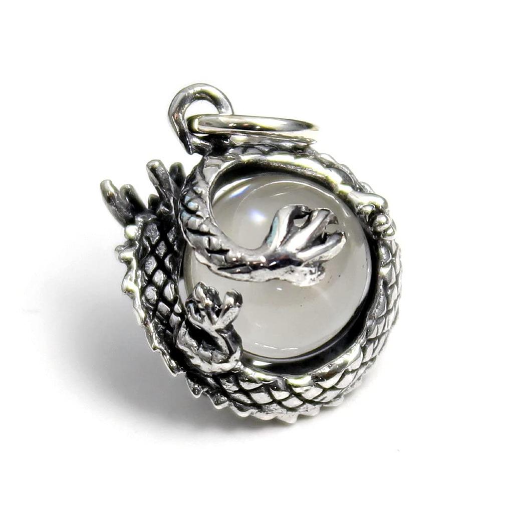 Dragon Crystal for Men and Women Pendant, Silver,