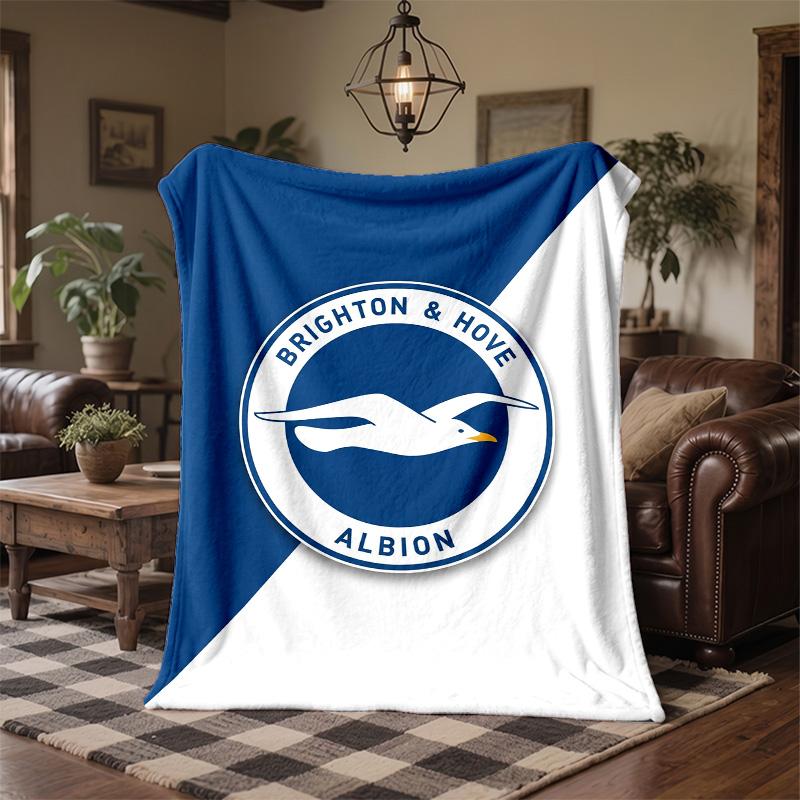 Brighton & Hove Albion Football Print Flannel Blanket Soft Warm Sofa Bed Throw Blanket For Home Office Bedroom