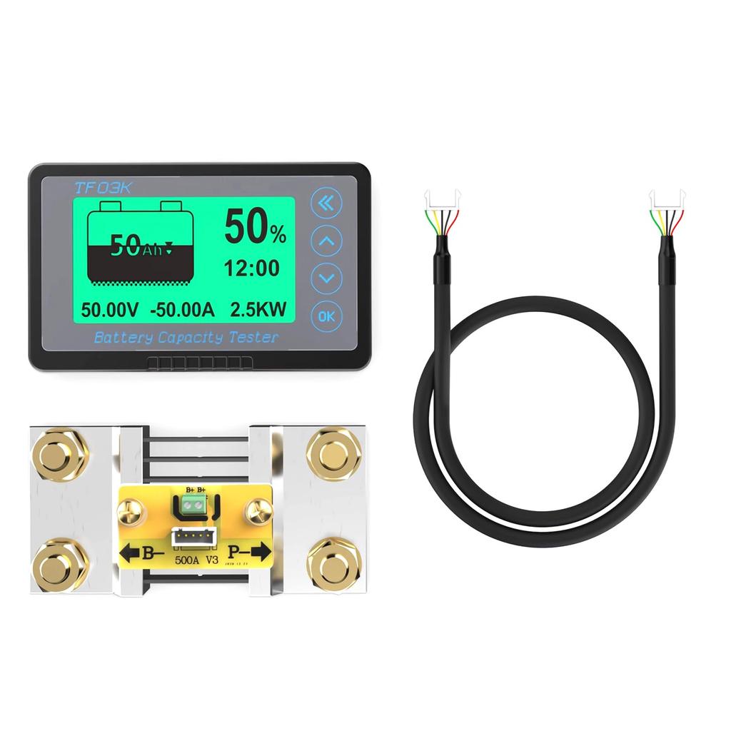 Kolemz Battery Monitor Voltmeter Ammeter Multifunctional with 500A Shunt for