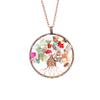 Ancient Red Copper Winding Natural Stone Crystal Tree Of Life Necklace Colorful Stone Necklace Jewelry N105