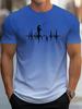 Men's Summer Fun Fishing Pattern T-Shirt Minimalist Solid Color Short Sleeve Top Fashion Versatile Skin Friendly Men's Clothing