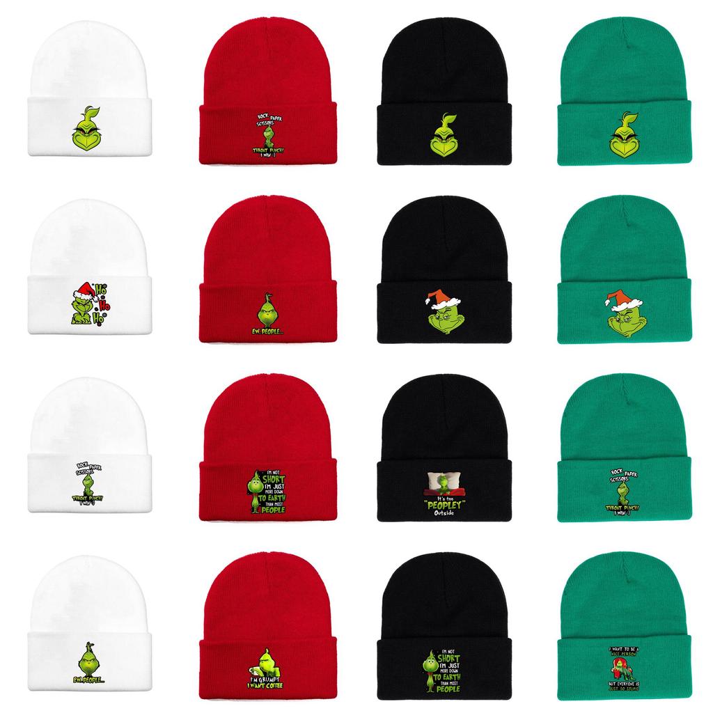 The Grinch Print Knit Hat With Earmuff Protection For Winter Warmth And Unisex Use