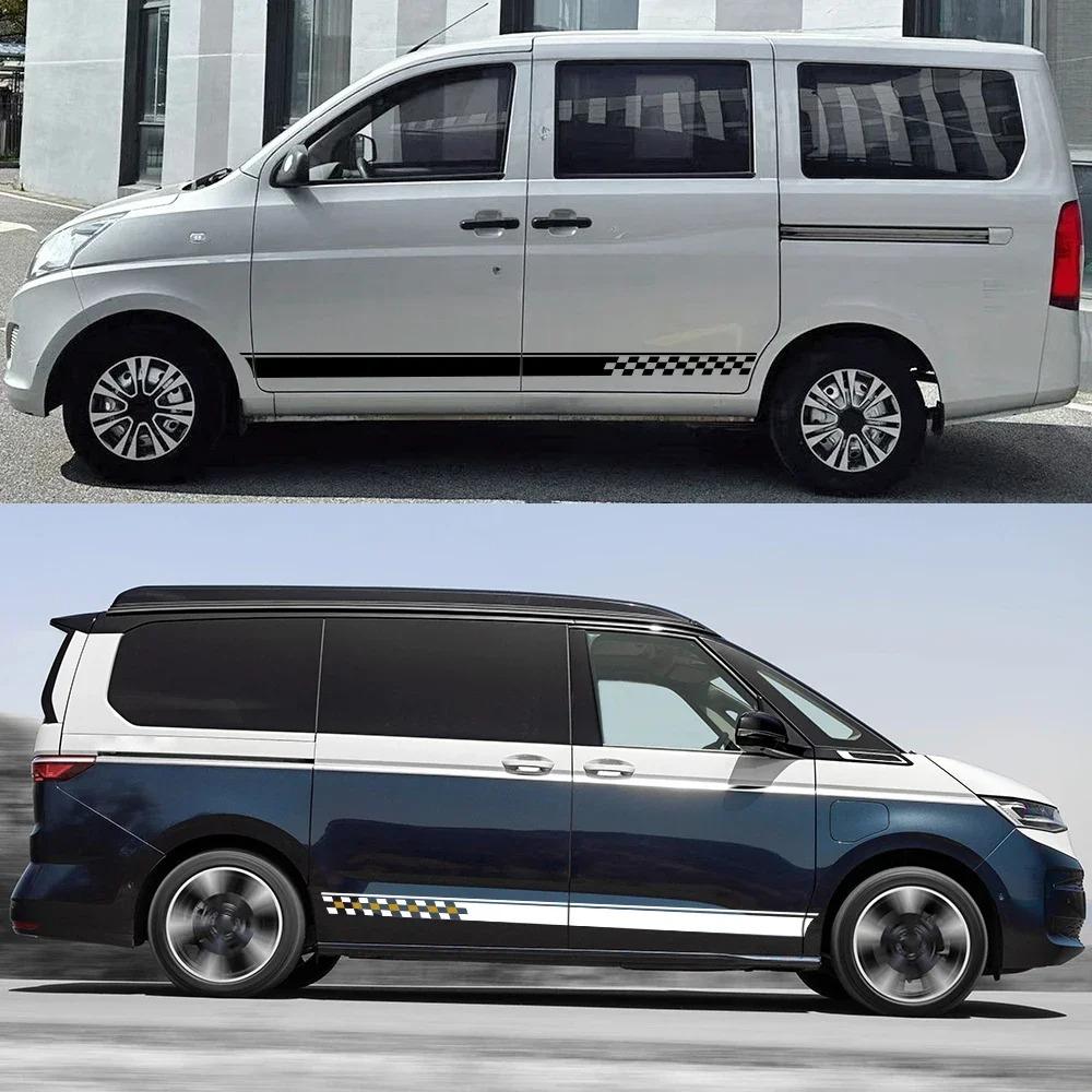 Car Body Side Long Stripes Stickers For Camper Van Rv Motorhome Minivan Cargo Panel Trunk Bus Auto Decoration Decals Accessories