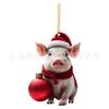 Cartoon Pig Festive Acrylic Pendant Cute Christmas Decoration For Vehicle Interiors