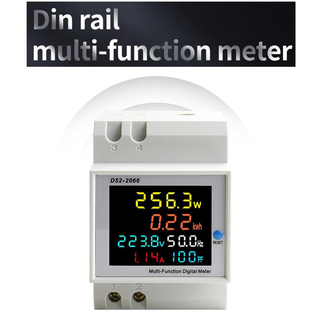 A71P 2X Din Rail AC Monitor 6IN1 250-450V 100A Voltage Current Power Factor Active KWH Electric Energy Frequency Meter VOLT