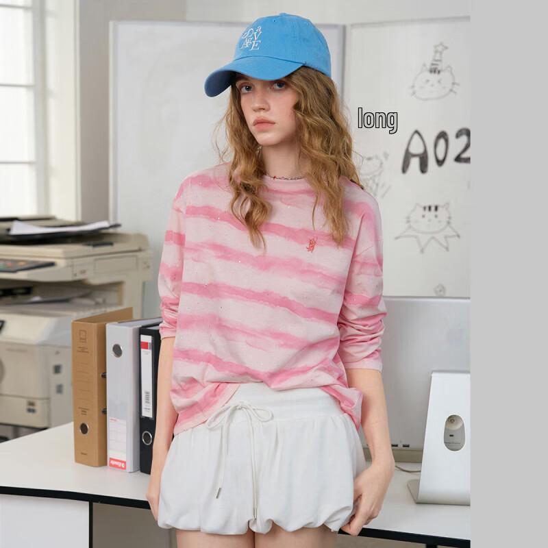 a02 Women's Casual Striped Long-Sleeve Cotton T-Shirt