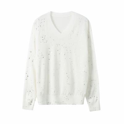 Sternenmuster Hals gestrickter Pullover Top Damen Frühherbst Neu Langarm Innen Locker und Dünn Unterhemd Dünn