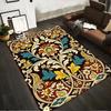Floral Pattern Carpet with Vintage Style, Brown Background Living Room Rug Suitable for use as an anti-slip for living room bedroom sofas
