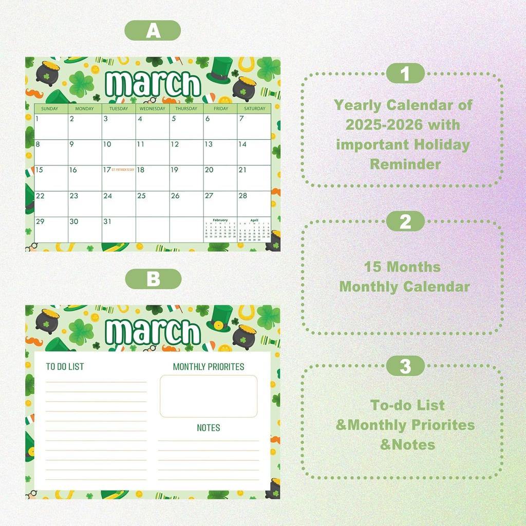 Holiday Desk Calendar 2025-2026,october 2025 to december 2026 Festival Planner for Home Office Desk Organizer