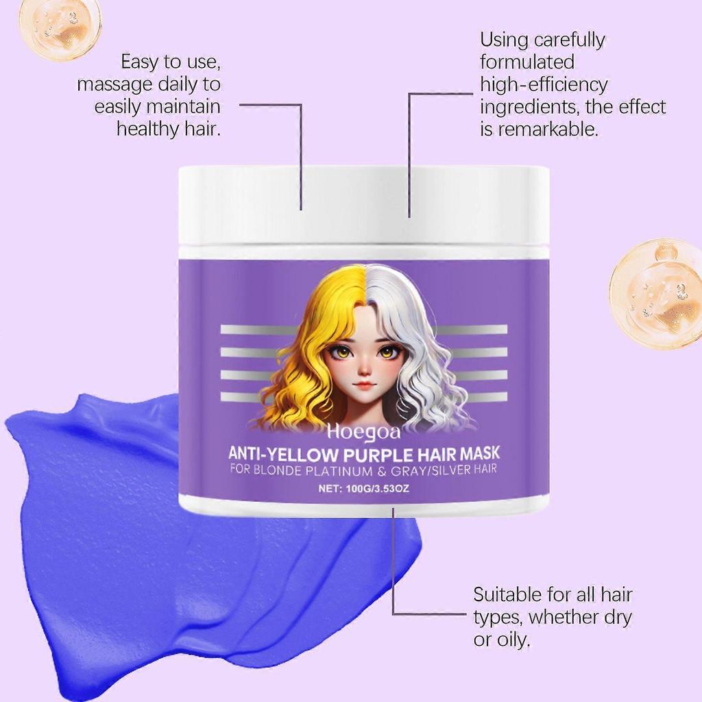 Deep nourishing purple hair mask moisturizing, smooth and easy to comb without knots, reducing frizz and silky hair mask 100g