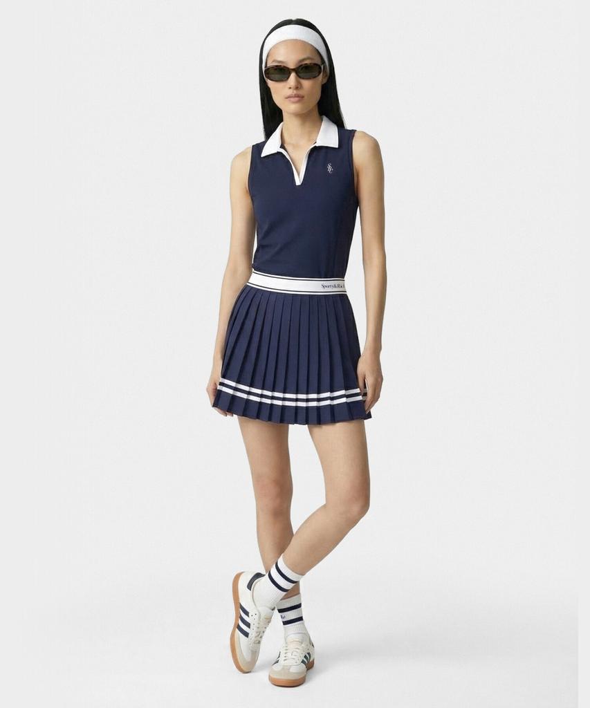 SPORTY&RICH Serif Logo Pleated Skirt Navy R265Aws001