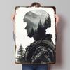 Soldier Mountain Double Exposure Tinplate Posters Customizable Wall Art Retro Vintage Metal Signs for Home Room Custom Plate